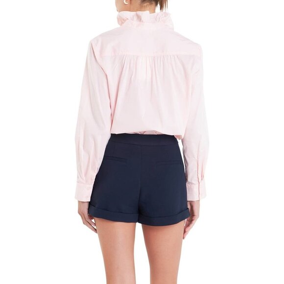 English Factory Ruffle Trim Button-Up pink Shirt size S - Picture 2 of 10